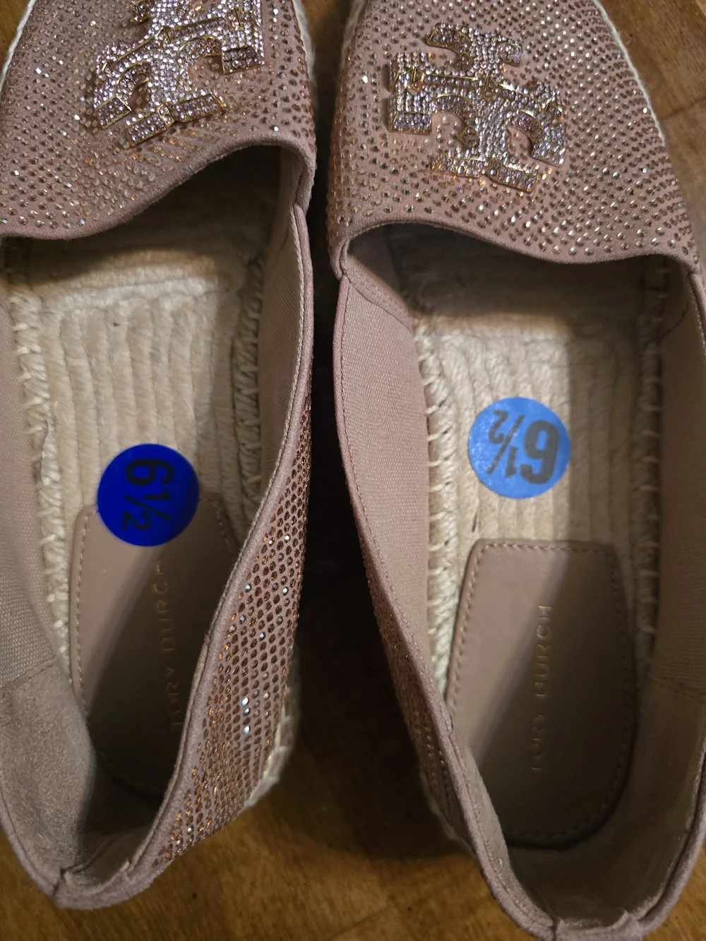 Tory Burch Gold Espadrille Flats with Logo Detail